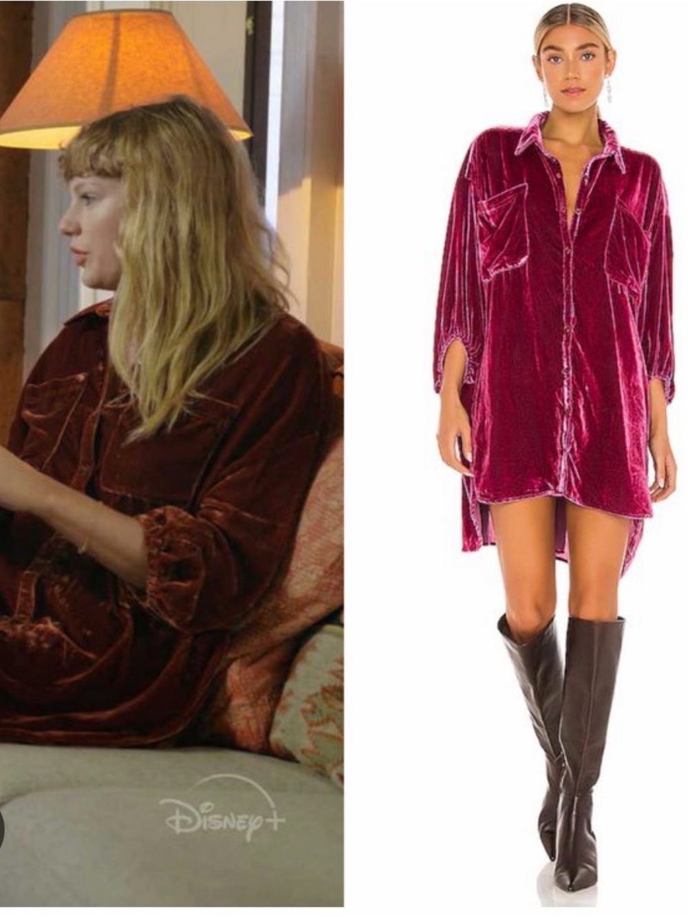 Free People Lux Velvet Shirtdress XL “Worn by Taylor Swift for Folklore” BohoLux